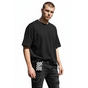 Hot Topic Y2K Black White Checkerboard Chain Wallet Punk Skater Emo